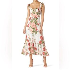 Reformation White and Pink Floral Midi Dress